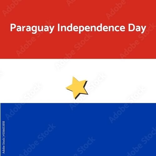 Digitally generated image of paraguay independence day text on national flag, copy space