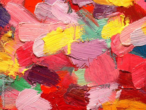 Bright brush strokes abstract background, brush texture, fragment of acrylic painting on canvas