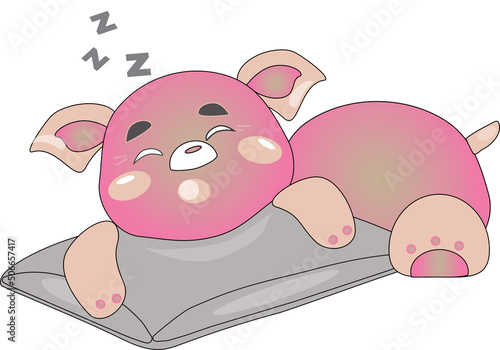 sleep piggy pink animation