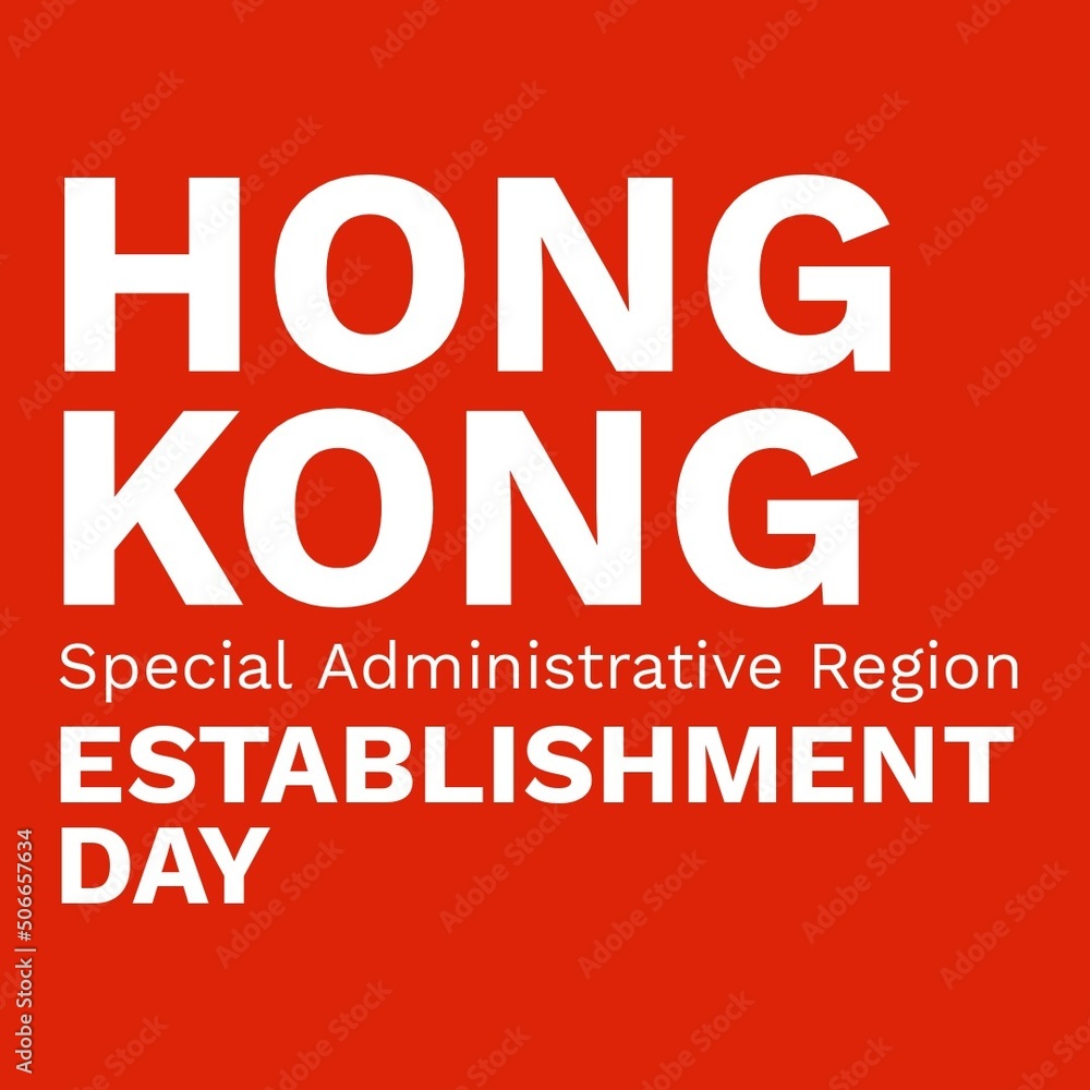 Naklejka premium Illustration of hong kong special administrative region establishment day text on orange background