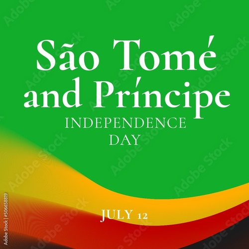 Illustration of july 12 with sao tome and principe independence day text on multicolored background