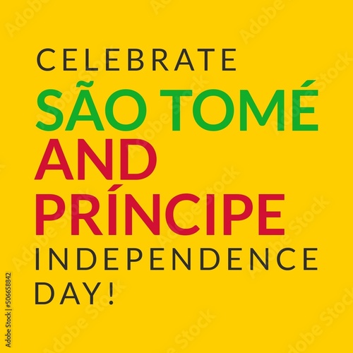 Illustration of celebrate sao tome and principe independence day text against yellow background