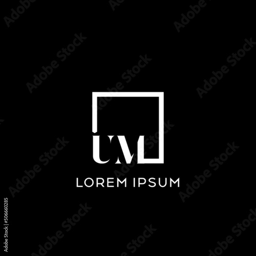 Schilderij op canvas Letter UM simple square logo design ideas