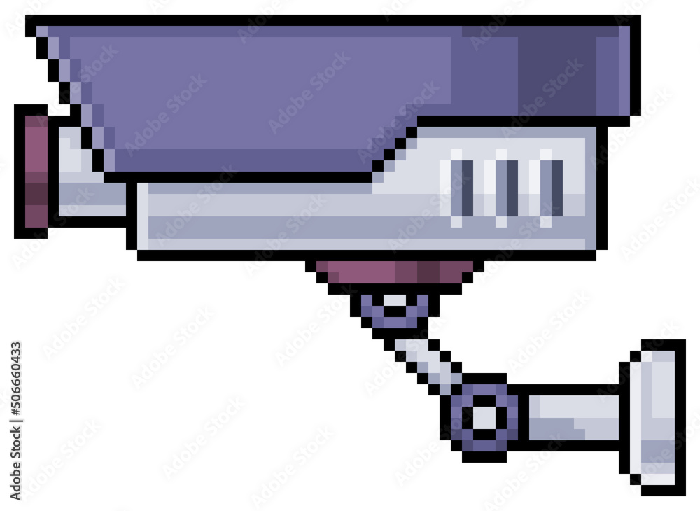 Pixel art security camera vector icon for 8bit game on white background
Pixel art security camera vector icon for 8bit game on white background