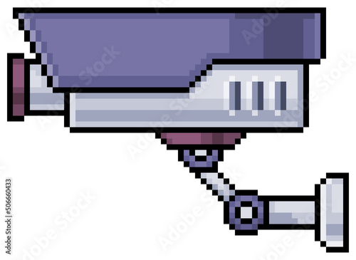 Pixel art security camera vector icon for 8bit game on white background
