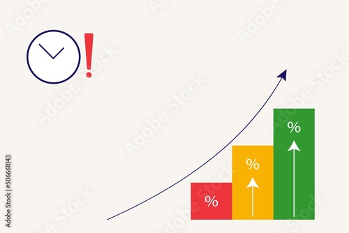 Schematic representation of profits that grow over time. Increasing the interest rate