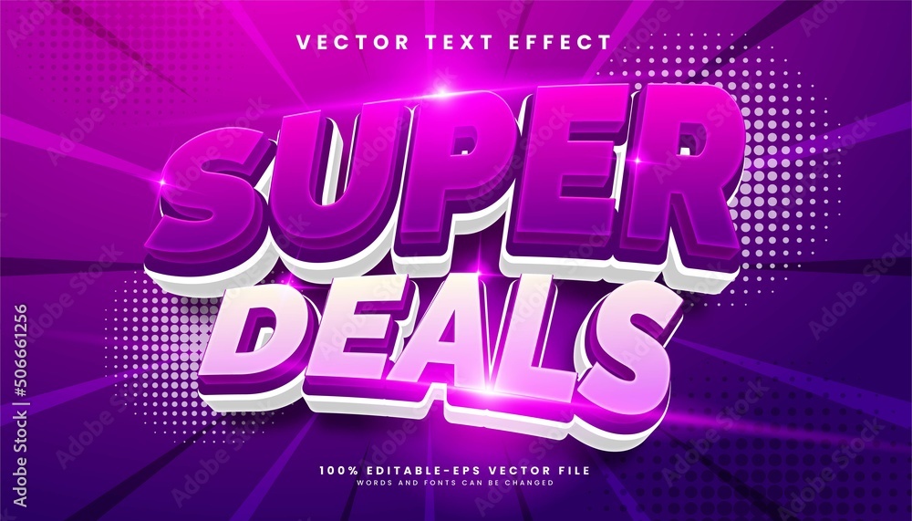 Super deals 3d editable text effect with purple color, suitable for promotion product. Super deals 3d editable text effect with purple color, suitable for promotion product.