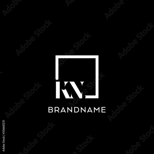 Letter KN simple square logo design ideas