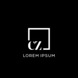 Letter CZ simple square logo design ideas