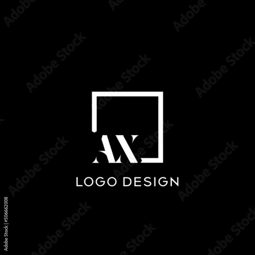Letter AX simple square logo design ideas