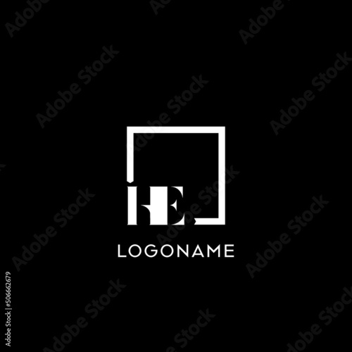 Letter HE simple square logo design ideas