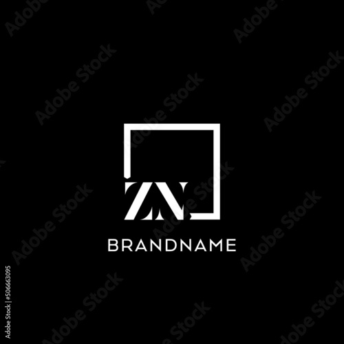 Letter ZN simple square logo design ideas