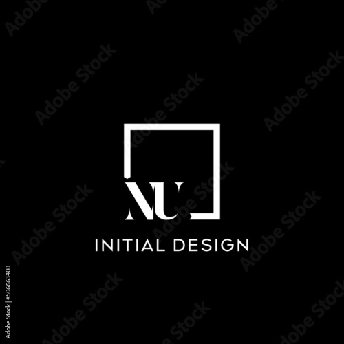 Letter NU simple square logo design ideas