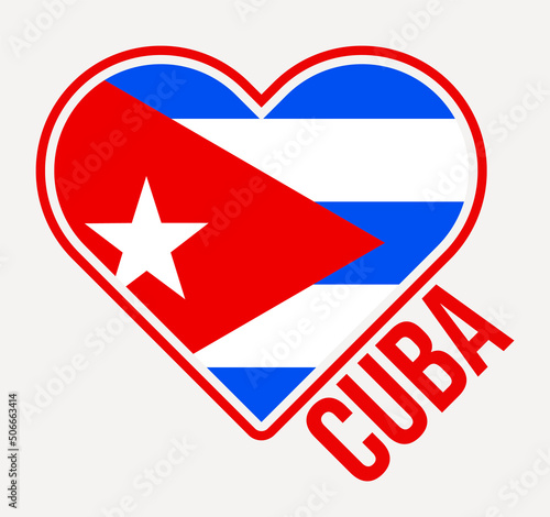 Cuba heart flag badge. Made with Love from Cuba logo. Flag of the country heart shape. Vector illustration.