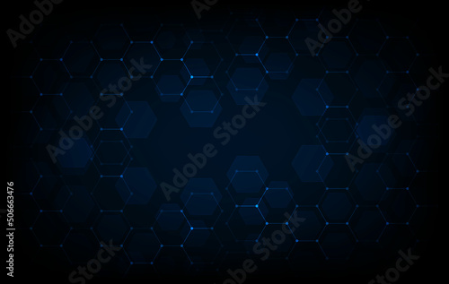 Geometric abstract background with hexagons. Structure molecule and communication. Science, technology and medical concept. Vector illustratio