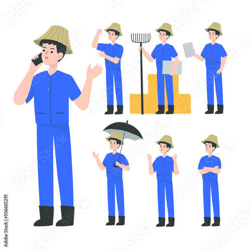 Thai smart farmer cartoon presenting concept