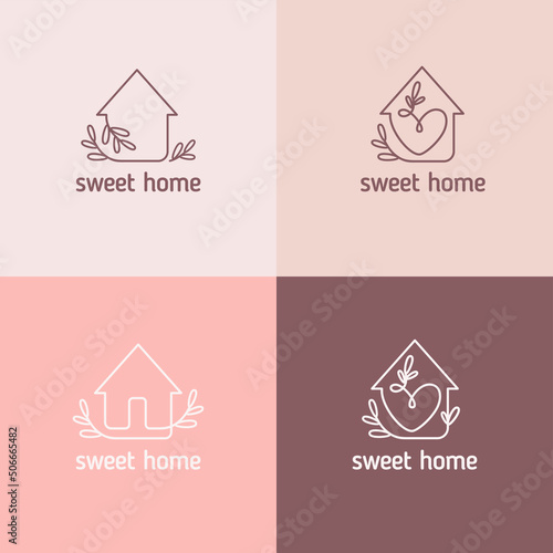 Set of vector logos. Sweet Home abstract icons.