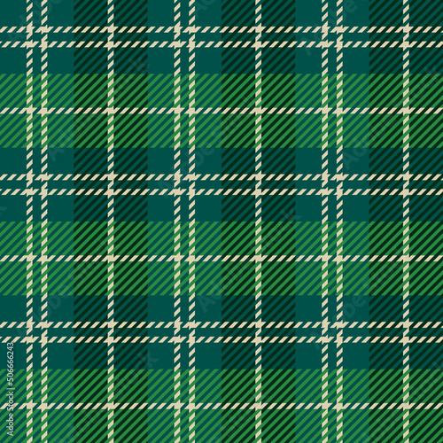 Plaid check seamless patten. Vector Tartan Christmas green plaid textured background. Traditional fabric print. Checkered plaid texture for fashion, print, design