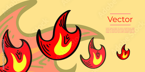 Fire flames sketch vector illustration. Forest fires, hot summer dry season warning hand drawn background. Burning campfire media banner