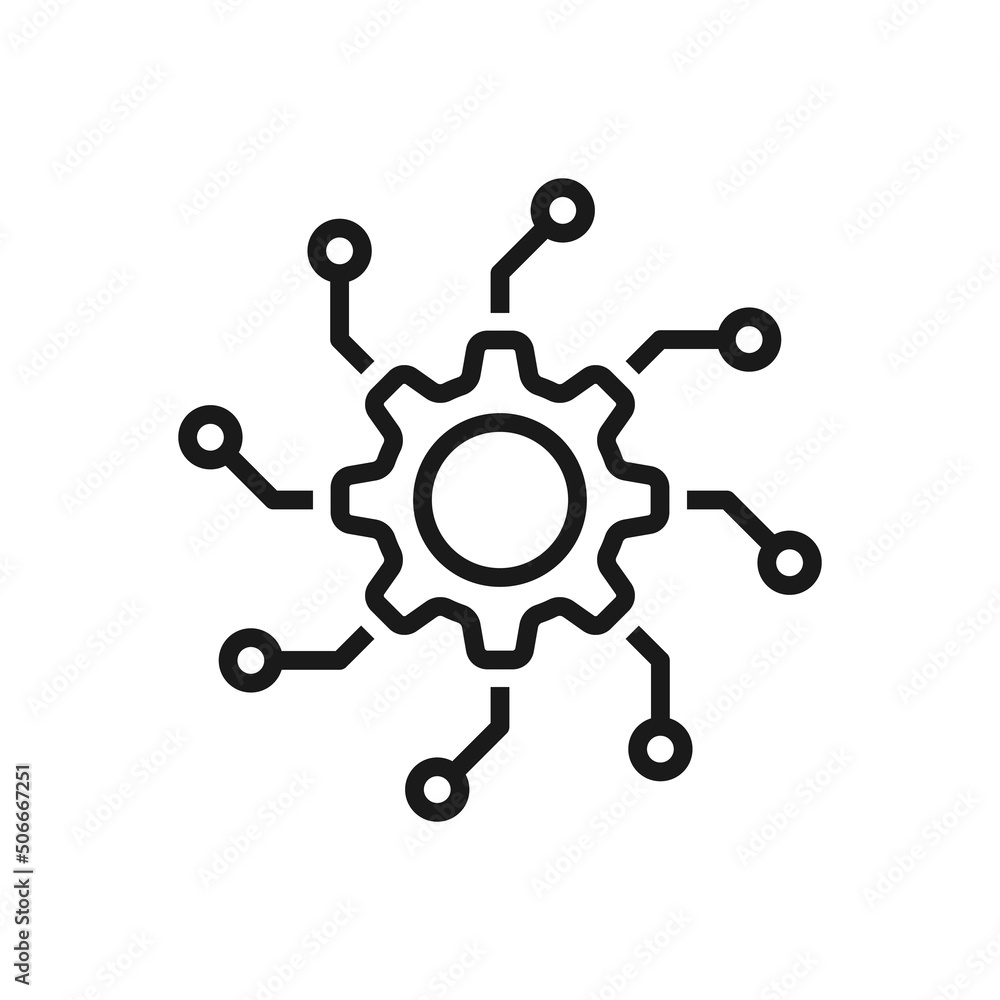 Automated system line icon. Data processing, machine learning, artificial intelligence Automated system line icon. Data processing, machine learning, artificial intelligence