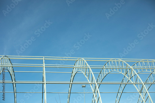 Basis for warehouse. Metal beams. Details of construction of sports complex. © Олег Копьёв