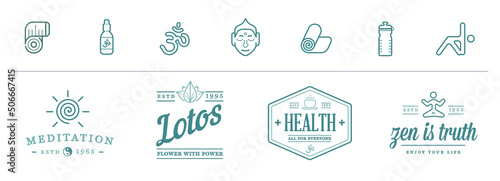Set of Vector Yoga Zen Sport Elements and Fitness Healthy Illustration can be used as Logo or Icon in premium quality