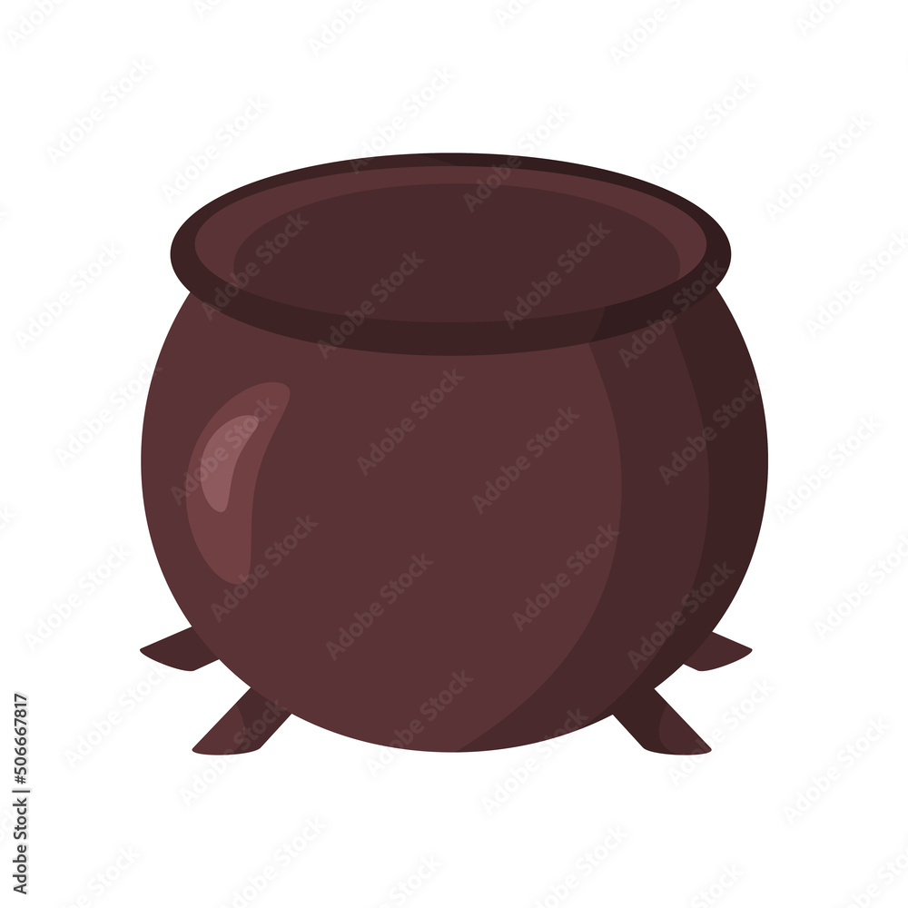Cauldron empty brown in flat style. Vector illustration Cauldron empty brown in flat style. Vector illustration
