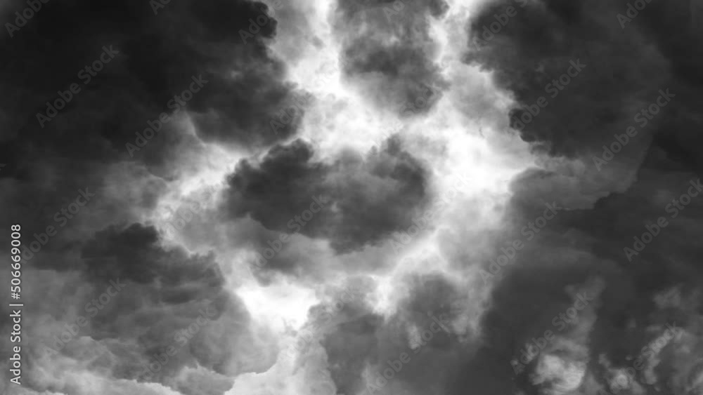 A thunderstorm inside dark cloud moves with its lightning strike A thunderstorm inside dark cloud moves with its lightning strike