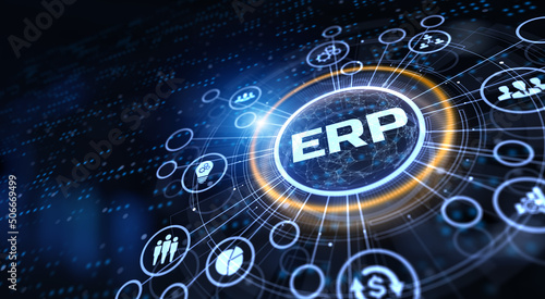 ERP Enterprise resources planning business finance technology concept.