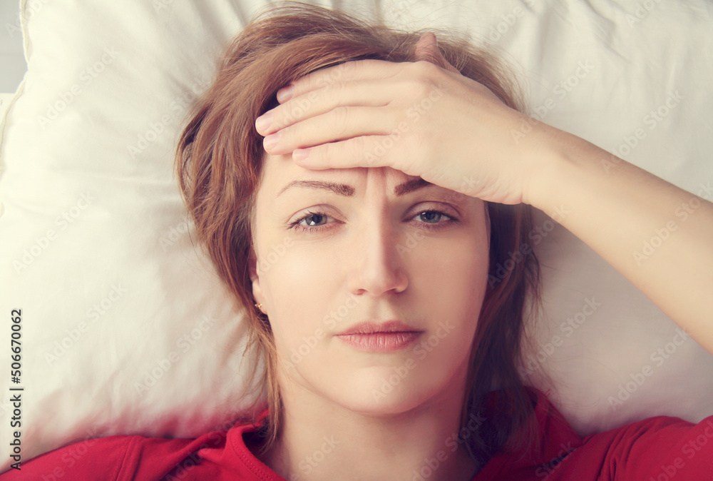 Young woman with headache Young woman with headache