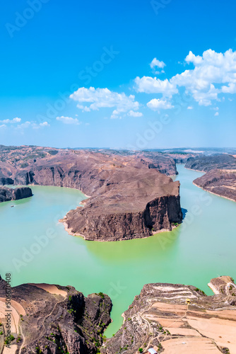 Scenery of the Yellow River Grand Canyon in Laoniuwan, Qingshuihe County, Hohhot, Inner Mongolia, China