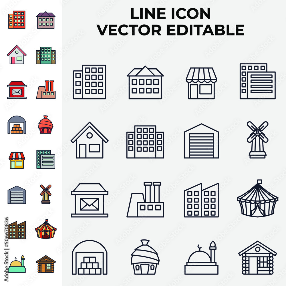Building set icon symbol template for graphic and web design collection logo vector illustration Building set icon symbol template for graphic and web design collection logo vector illustration