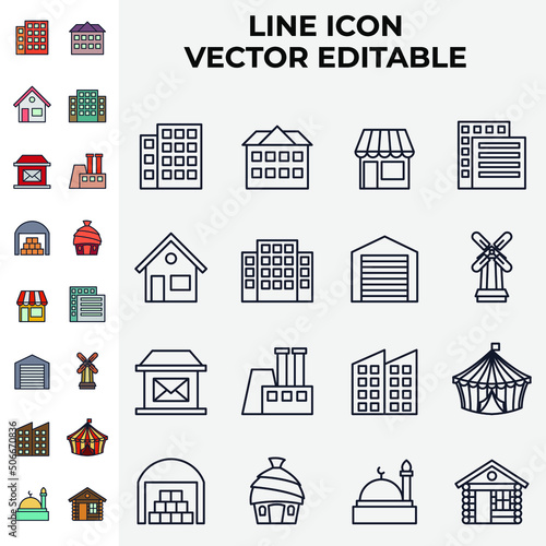 Building set icon symbol template for graphic and web design collection logo vector illustration
