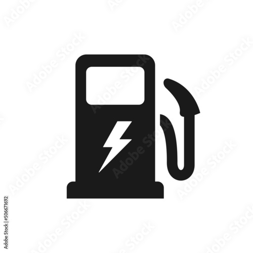 Electro gas station icon. Fuel signs. Illustration.