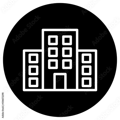 Wallpaper Mural Building vector icon. Flat design. White icon on black circle. White background.ai Torontodigital.ca