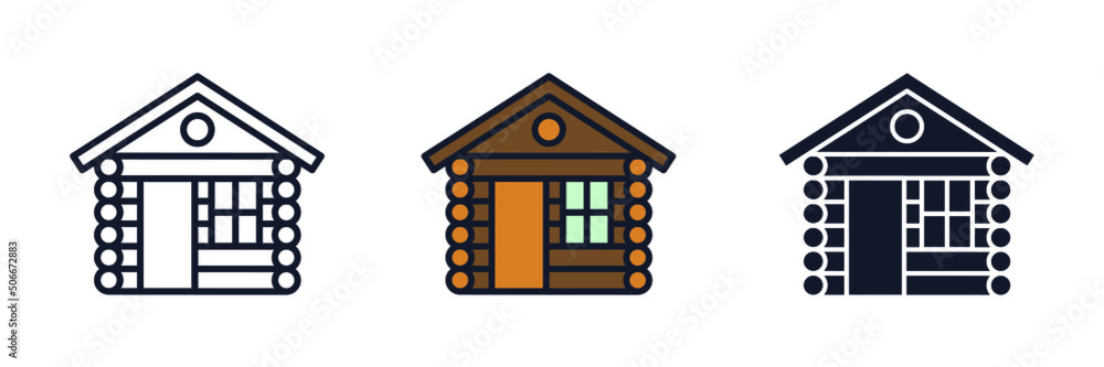 Log Cabin icon symbol template for graphic and web design collection logo vector illustration