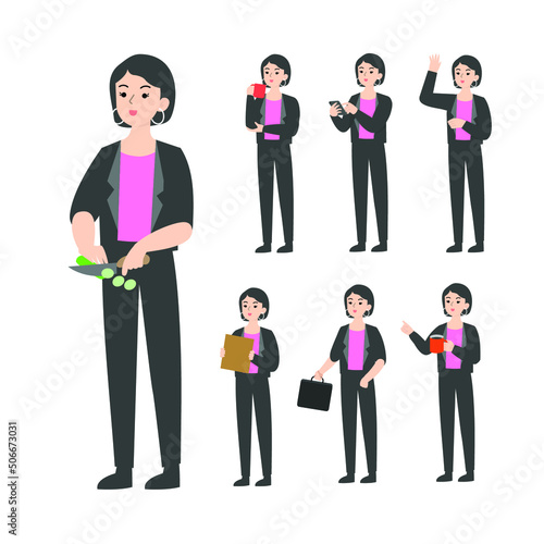 Woman Seniors working in the office presenting cartoon