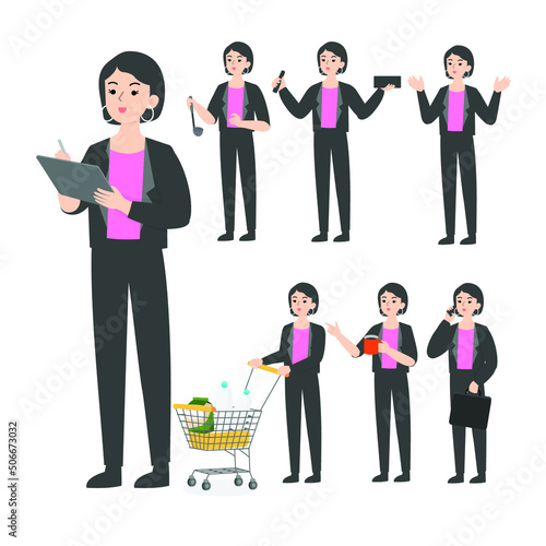 Woman Seniors working in the office presenting cartoon