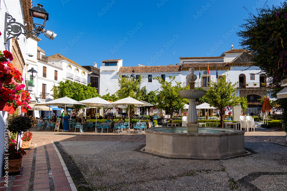 details of the corners of the streets and squares of the city of Marbella in Malaga