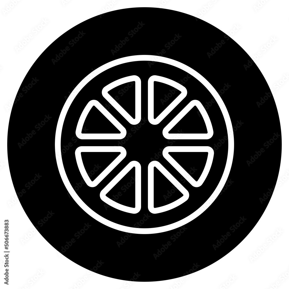 Lemon simple icon vector. Flat design. White icon on black circle. White background.ai Lemon simple icon vector. Flat design. White icon on black circle. White background.ai