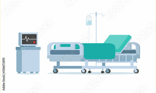 Hospital bed with medical equipments.