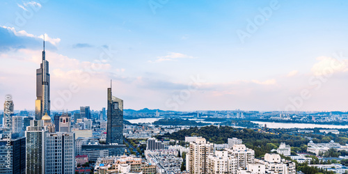 Zifeng Tower and city skyline in Nanjing, Jiangsu, China photo