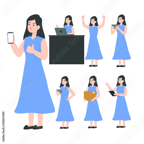 Woman Seniors working in the office presenting cartoon