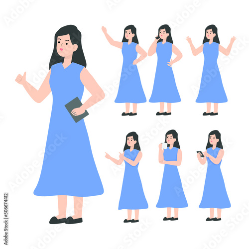 Woman Seniors working in the office presenting cartoon