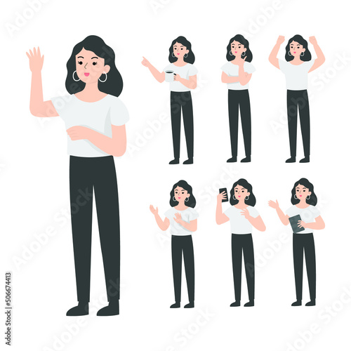Woman Seniors working in the office presenting cartoon