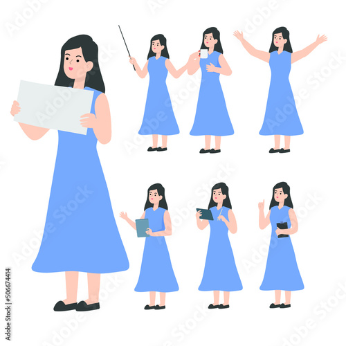 Woman Seniors working in the office presenting cartoon
