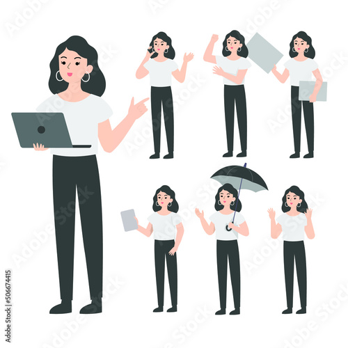 Woman Seniors working in the office presenting cartoon