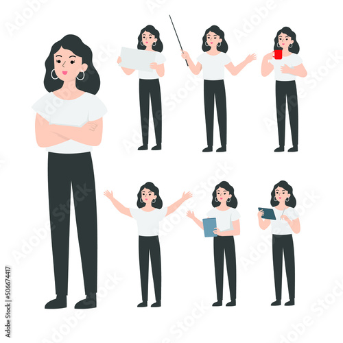 Woman Seniors working in the office presenting cartoon