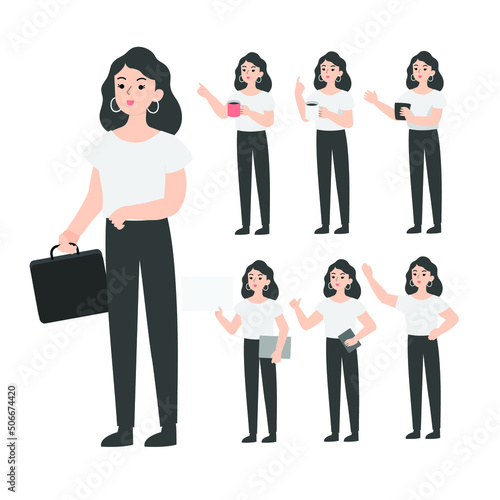 Woman Seniors working in the office presenting cartoon