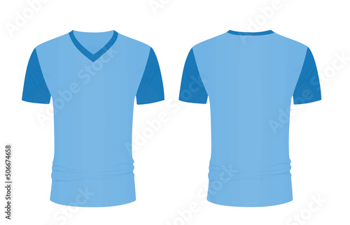 Blue v neck t shirt. vector illustration
